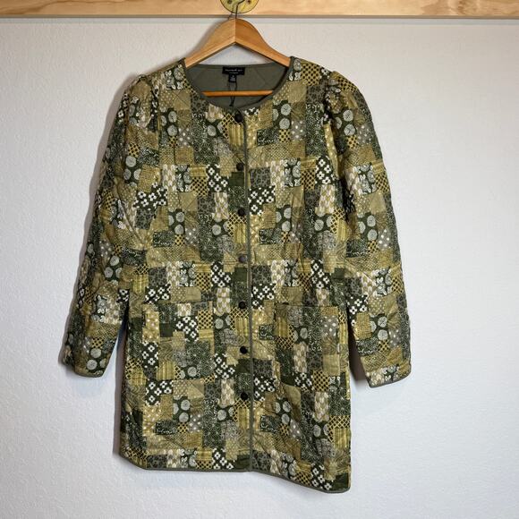 Women's Current Air Quilted 3/4 Sleeve Patchwork Green Jacket‎ Size M NEW - Picture 11 of 11